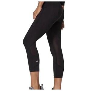 Lululemon Pace Rival Crop Leggings Black Size 8 22" Inseam, Zip Pocket Mesh